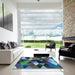 Square Patterned Macaw Blue Green Rug in a Living Room, pat98lblu