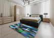 Patterned Macaw Blue Green Rug in a Bedroom, pat98lblu