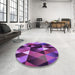 Round Patterned Purple Rug in a Office, pat98pur