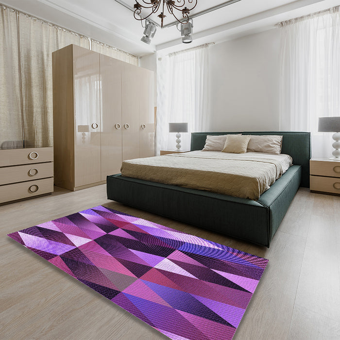 Patterned Purple Rug in a Bedroom, pat98pur