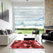 Square Patterned Red Rug in a Living Room, pat98rd