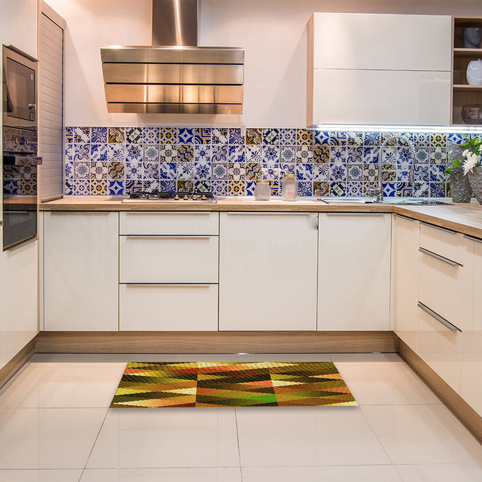 Patterned Red Brown Rug in a Kitchen, pat98yw
