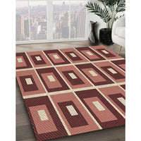 Patterned Brown Red Rug, pat980brn