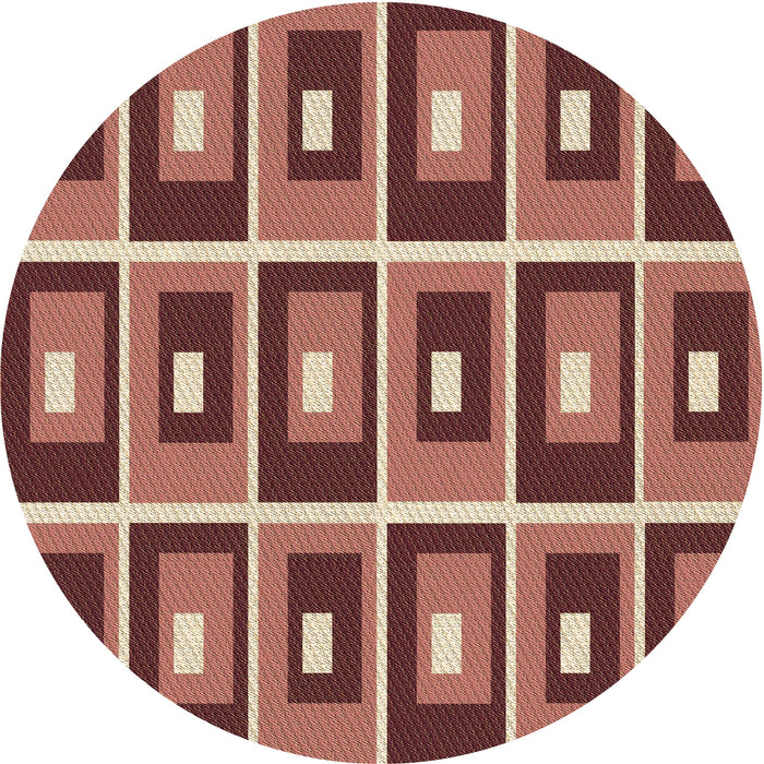 Square Patterned Brown Red Rug, pat980brn