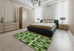 Patterned Green Rug in a Bedroom, pat980grn