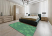 Patterned Medium Sea Green Rug in a Bedroom, pat981lblu