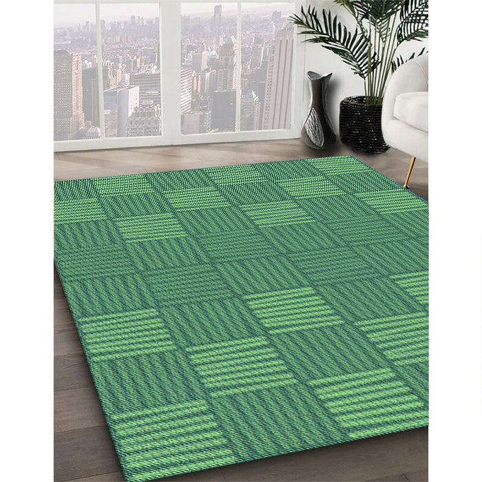 Patterned Medium Sea Green Rug in Family Room, pat981lblu