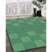 Patterned Medium Sea Green Rug in Family Room, pat981lblu
