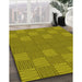 Patterned Dark Yellow Green Rug in Family Room, pat981yw