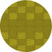 Square Patterned Dark Yellow Green Rug, pat981yw