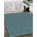 Machine Washable Transitional Deep Teal Green Rug in a Family Room, wshpat983lblu