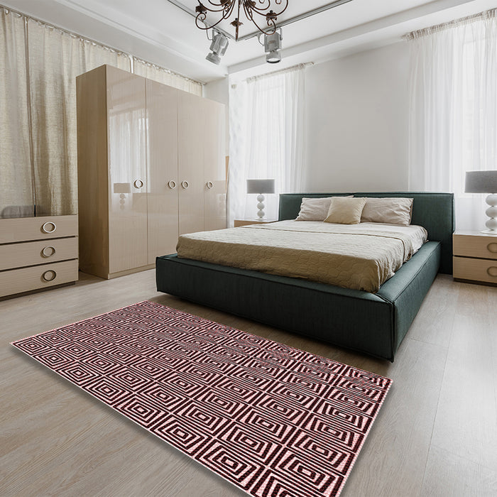 Round Machine Washable Transitional Rose Pink Rug in a Office, wshpat983rd