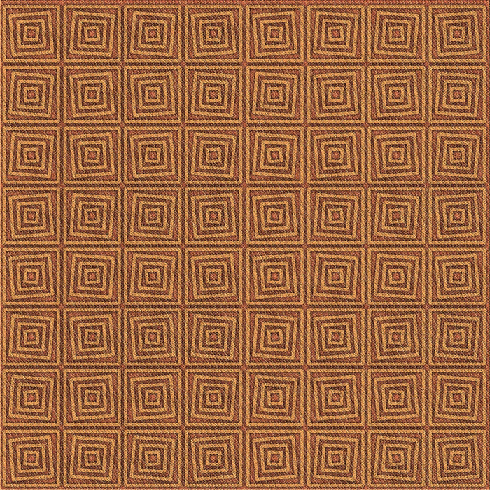 Round Patterned Tomato Red Rug, pat985brn