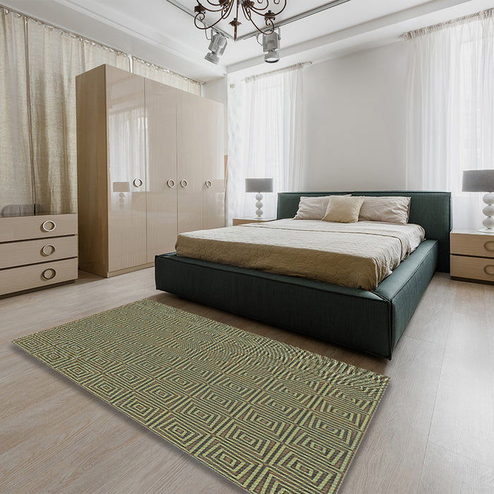 Patterned Dark Brown Rug in a Bedroom, pat985lblu