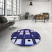 Round Patterned Purple Rug in a Office, pat986blu