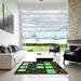 Square Patterned Midnight Gray Rug in a Living Room, pat986grn