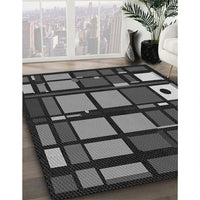 Patterned Charcoal Black Rug, pat986gry