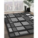 Patterned Charcoal Black Rug in Family Room, pat986gry