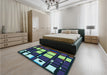 Patterned Mint Green Rug in a Bedroom, pat986lblu