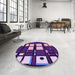 Round Patterned Lilac Purple Rug in a Office, pat986pur