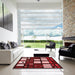 Square Patterned Red Rug in a Living Room, pat986rd