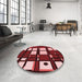 Round Patterned Red Rug in a Office, pat986rd