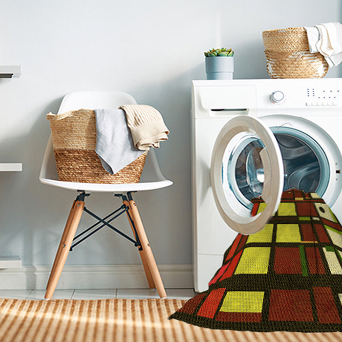 Machine Washable Transitional Brown Rug in a Washing Machine, wshpat986yw