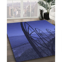 Patterned Royal Blue Rug, pat987blu