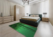 Patterned Deep Emerald Green Rug in a Bedroom, pat987grn