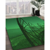 Patterned Deep Emerald Green Rug, pat987grn