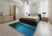 Patterned Deep-Sea Blue Rug in a Bedroom, pat987lblu