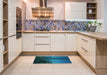 Patterned Deep-Sea Blue Rug in a Kitchen, pat987lblu