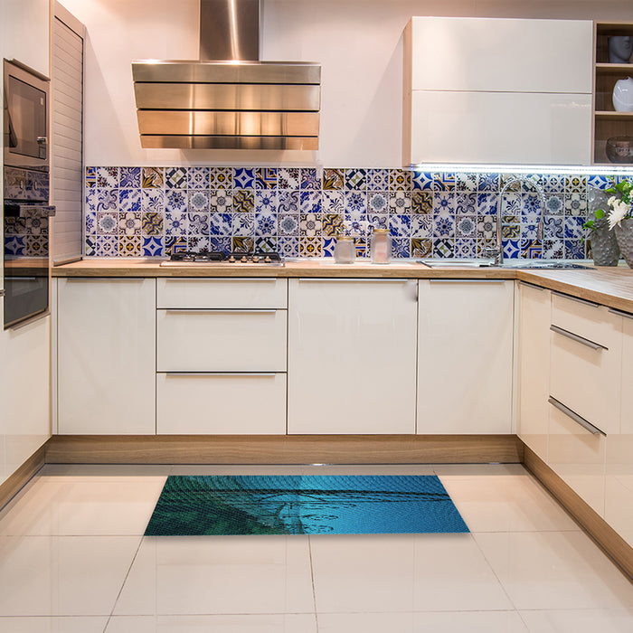 Patterned Deep-Sea Blue Rug in a Kitchen, pat987lblu