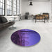 Round Patterned Purple Rug in a Office, pat987pur