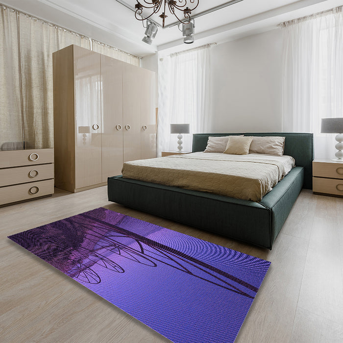Patterned Purple Rug in a Bedroom, pat987pur