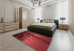 Patterned Crimson Red Rug in a Bedroom, pat987rd