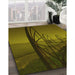 Patterned Dark Yellow Green Rug in Family Room, pat987yw