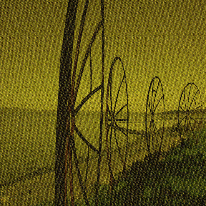 Patterned Dark Yellow Green Rug, pat987yw