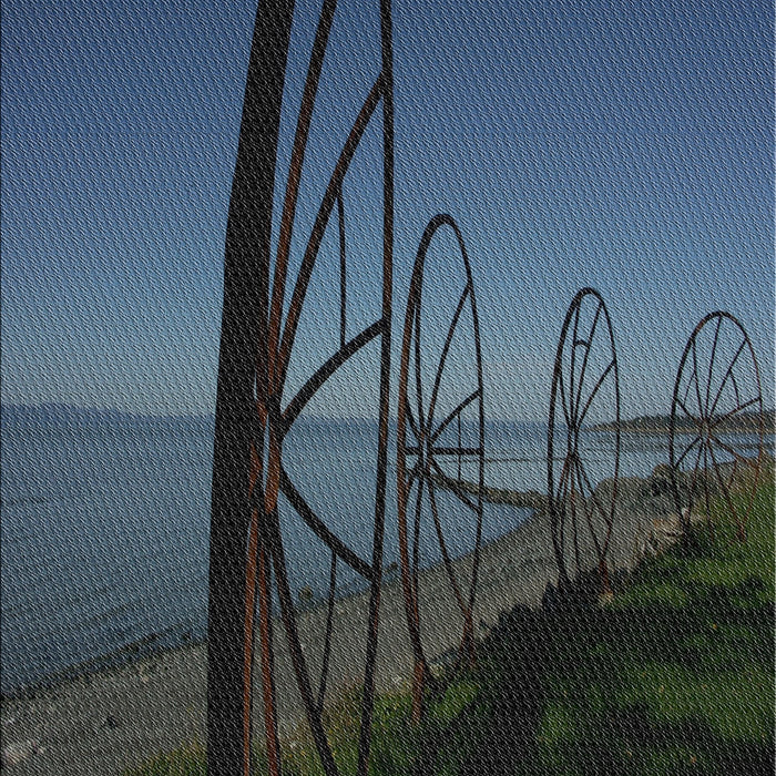 Patterned Steel Blue Novelty Rug, pat987