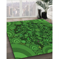 Patterned Deep Emerald Green Rug, pat988grn