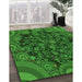 Patterned Deep Emerald Green Rug in Family Room, pat988grn