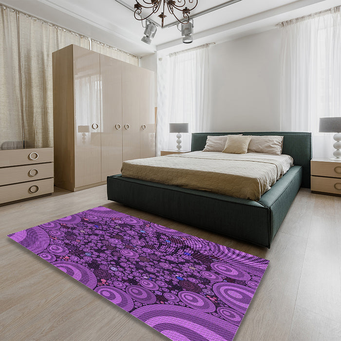 Patterned Purple Rug in a Bedroom, pat988pur