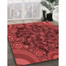 Machine Washable Transitional Cranberry Red Rug in a Family Room, wshpat988rd