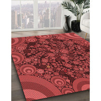 Patterned Cranberry Red Rug, pat988rd