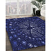 Patterned Blue Rug in Family Room, pat989blu