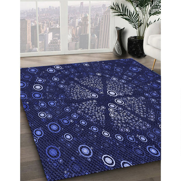 Machine Washable Transitional Blue Rug in a Family Room, wshpat989blu