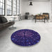 Round Patterned Amethyst Purple Rug in a Office, pat989pur