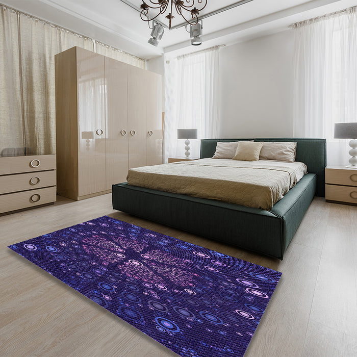 Patterned Amethyst Purple Rug in a Bedroom, pat989pur