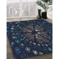 Patterned Blue Novelty Rug, pat989