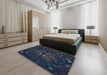 Machine Washable Transitional Night Blue Rug in a Bedroom, wshpat989